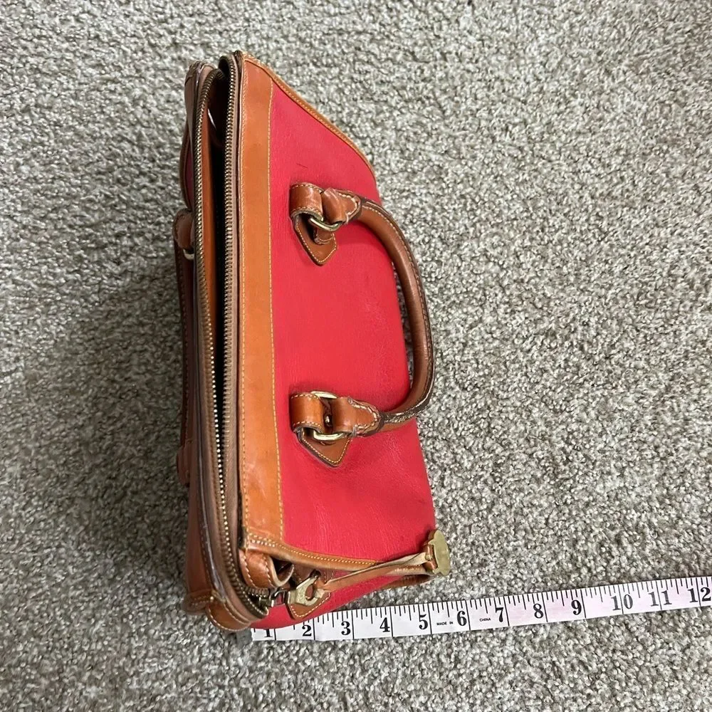 Vintage Dooney & Bourke red pebbled leather satchel purse